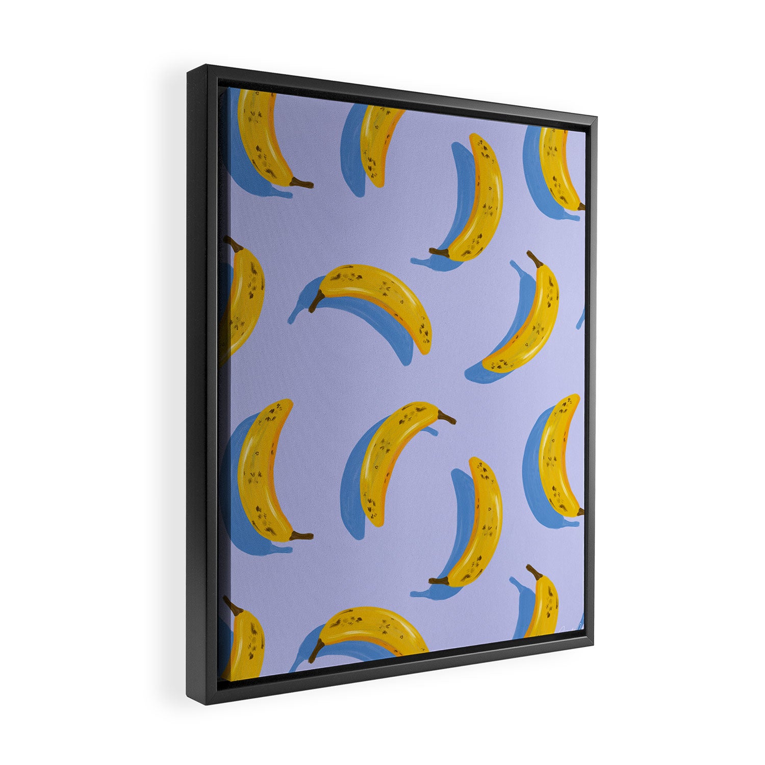 Banana Pattern - Blue Palette Framed Canvas Print Gallery Image 2