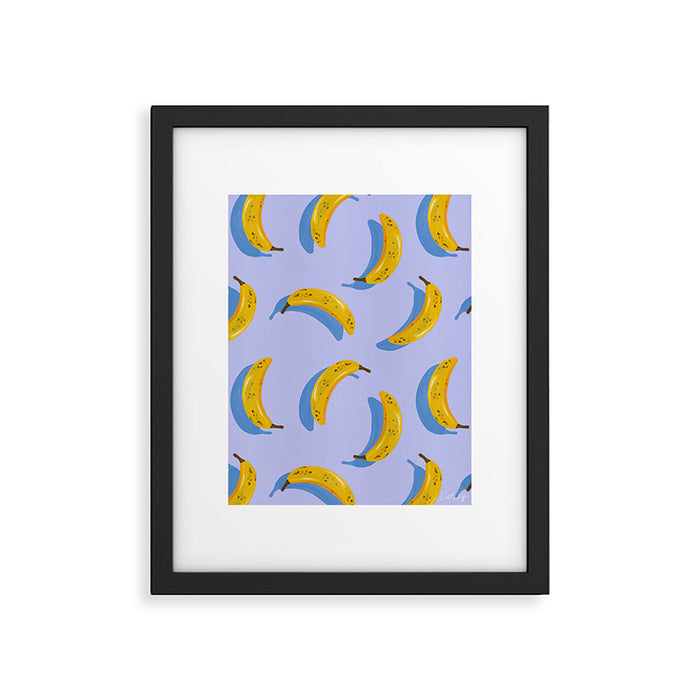 Banana Pattern - Blue Palette Framed Art Print Gallery Image 1