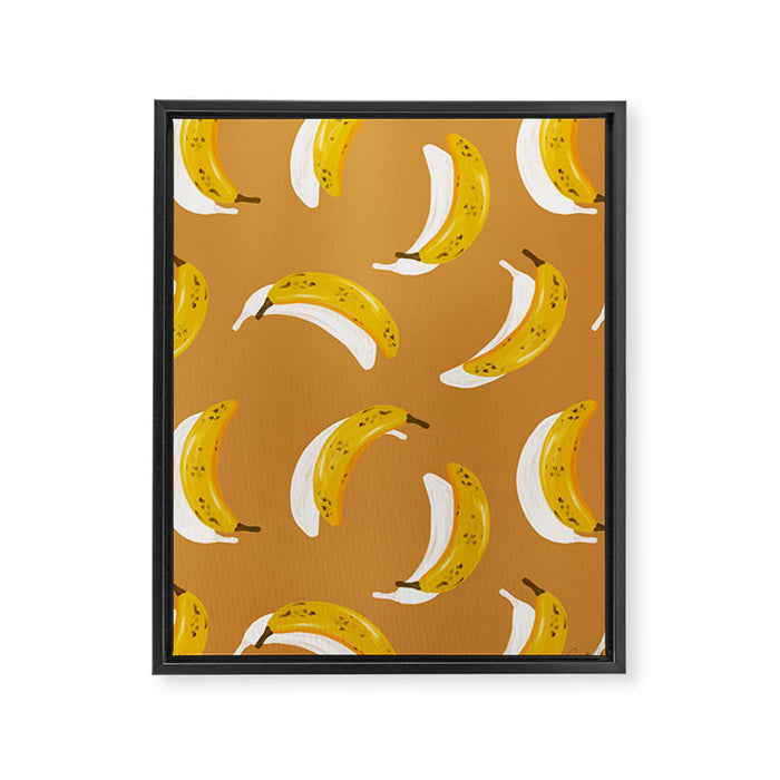 Banana Pattern - Ochre Framed Canvas Print Gallery Image 1