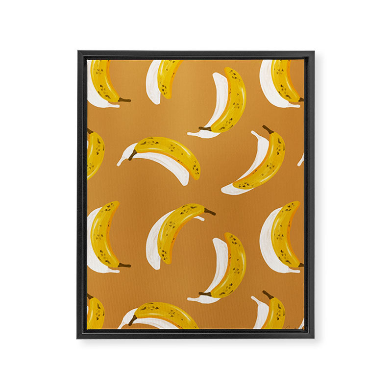 Banana Pattern - Ochre Framed Canvas Print Gallery Image 8