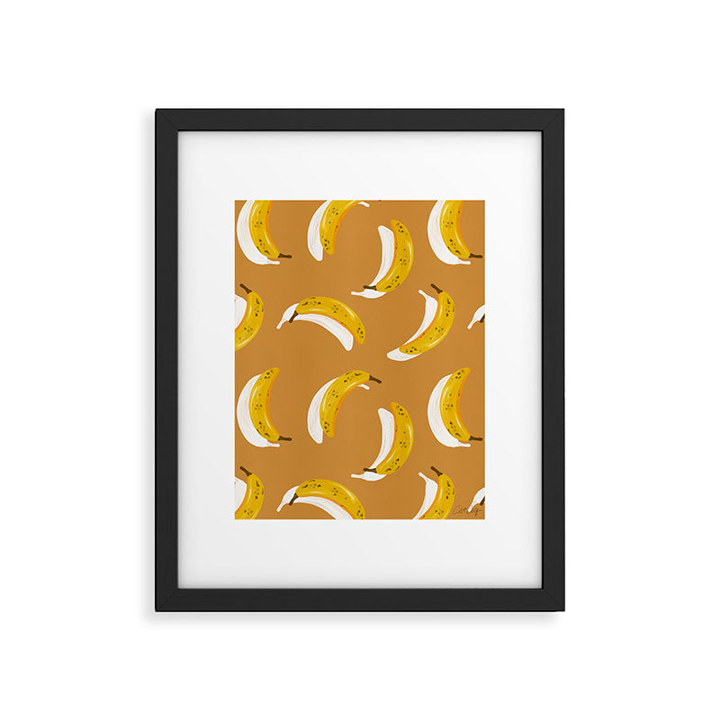 Banana Pattern - Ochre Framed Art Print Gallery Image 6