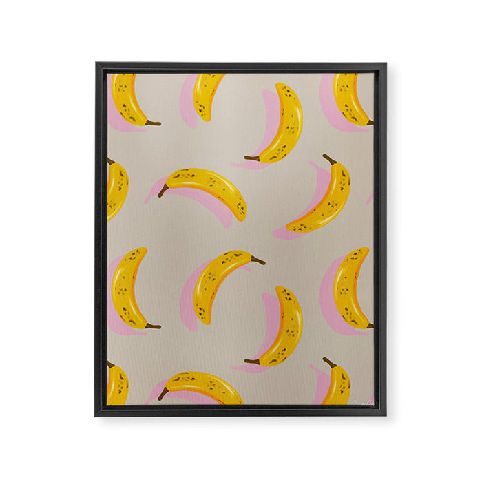 Banana Pattern - Pink Palette Framed Canvas Print Gallery Image 1