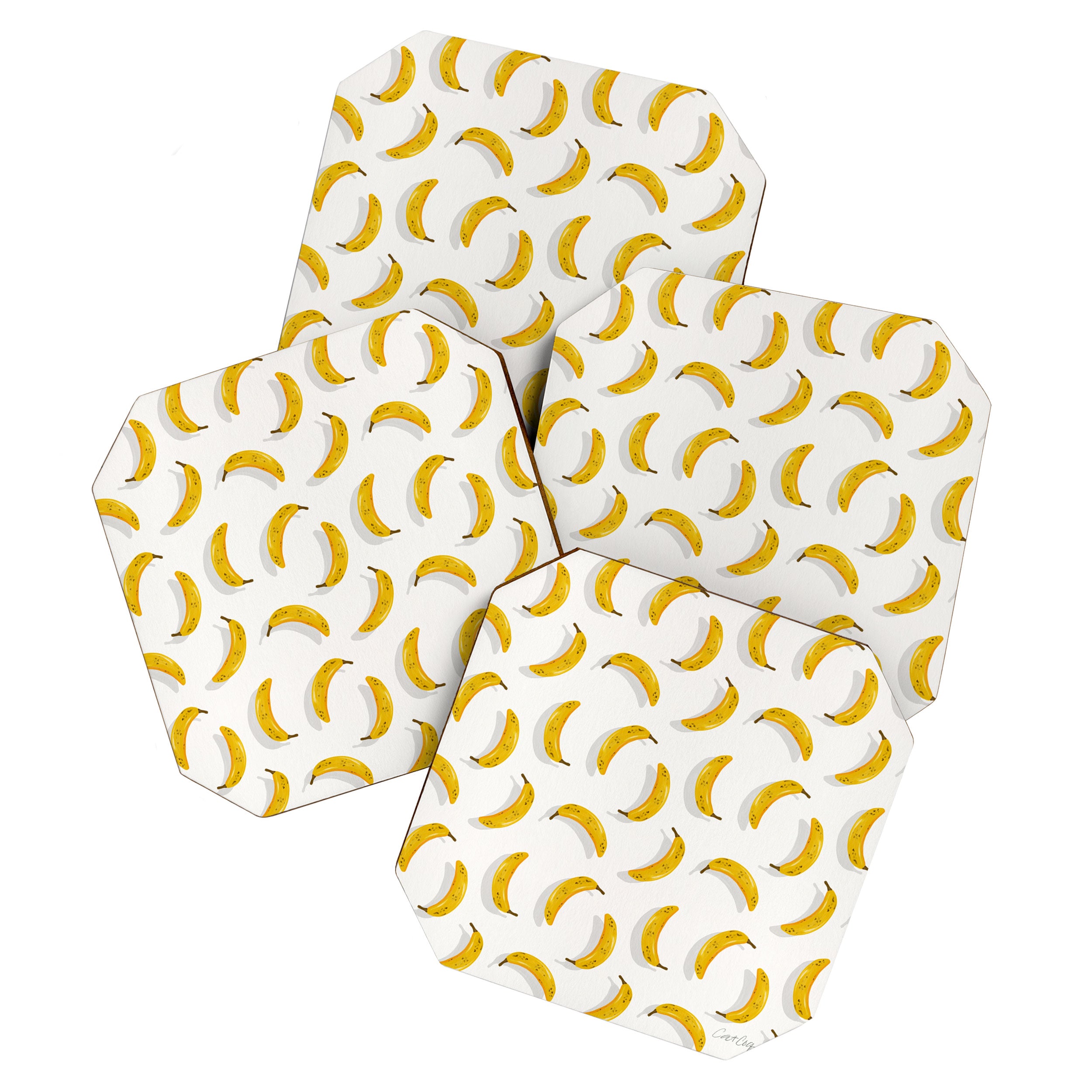 Banana Pattern - White Coaster Gallery Image 1
