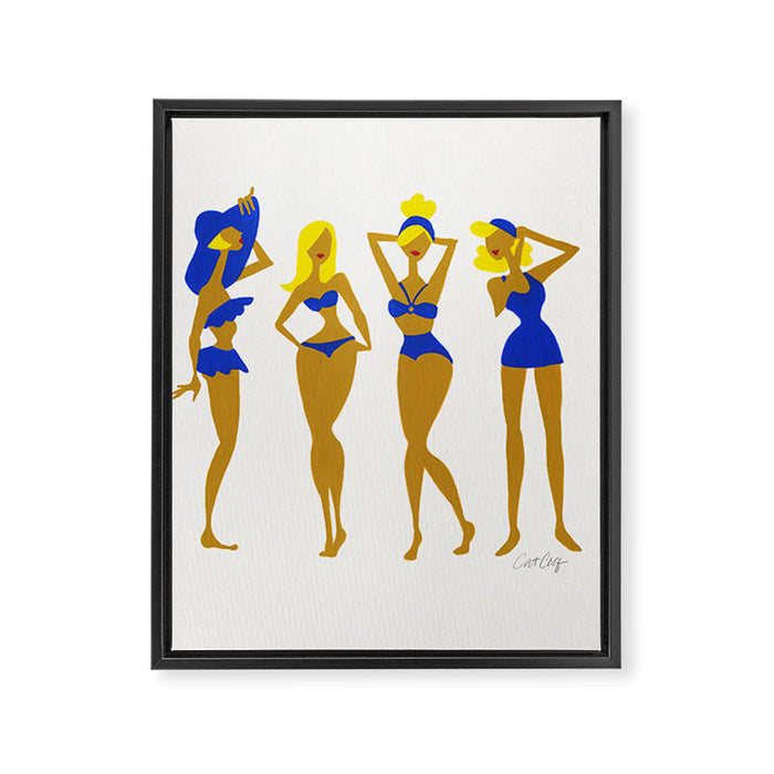 Beach Bombshells - Blondes in Blue Framed Canvas Print Gallery Image 1