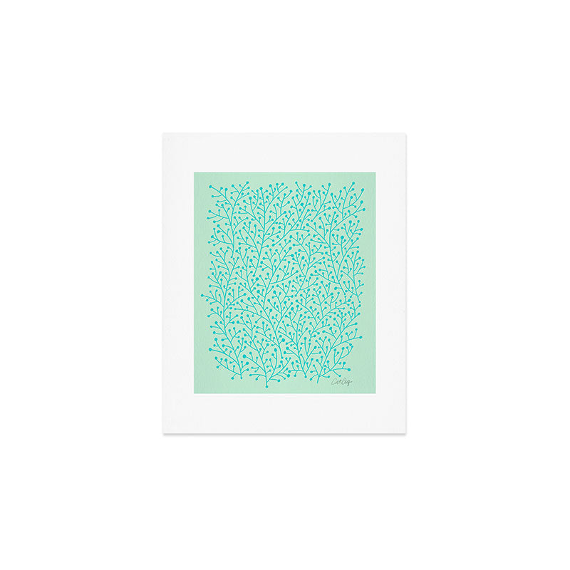 Berry Branches - Mint & Turquoise Palette Art Print Gallery Image 1