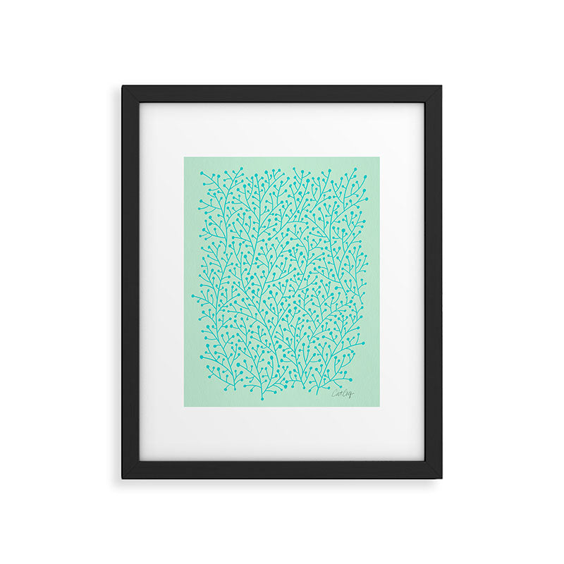 Berry Branches - Mint & Turquoise Palette Framed Art Print Gallery Image 5