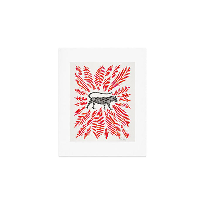 Black Jaguar - Red Leaf Palette Art Print Gallery Image 1