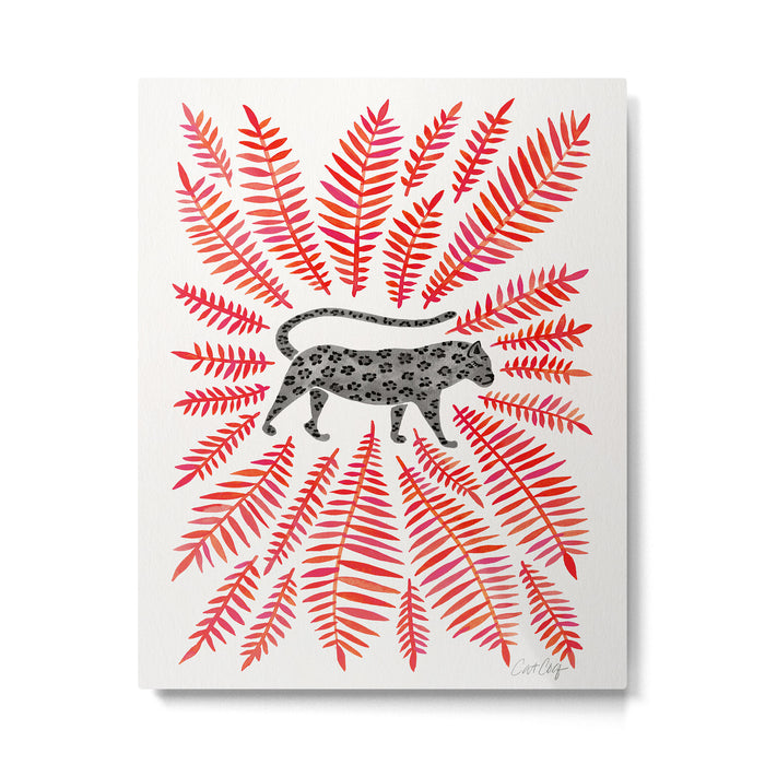 Black Jaguar - Red Leaf Palette Metal Print Gallery Image 1