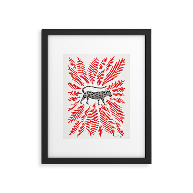 Black Jaguar - Red Leaf Palette Framed Art Print Gallery Image 5