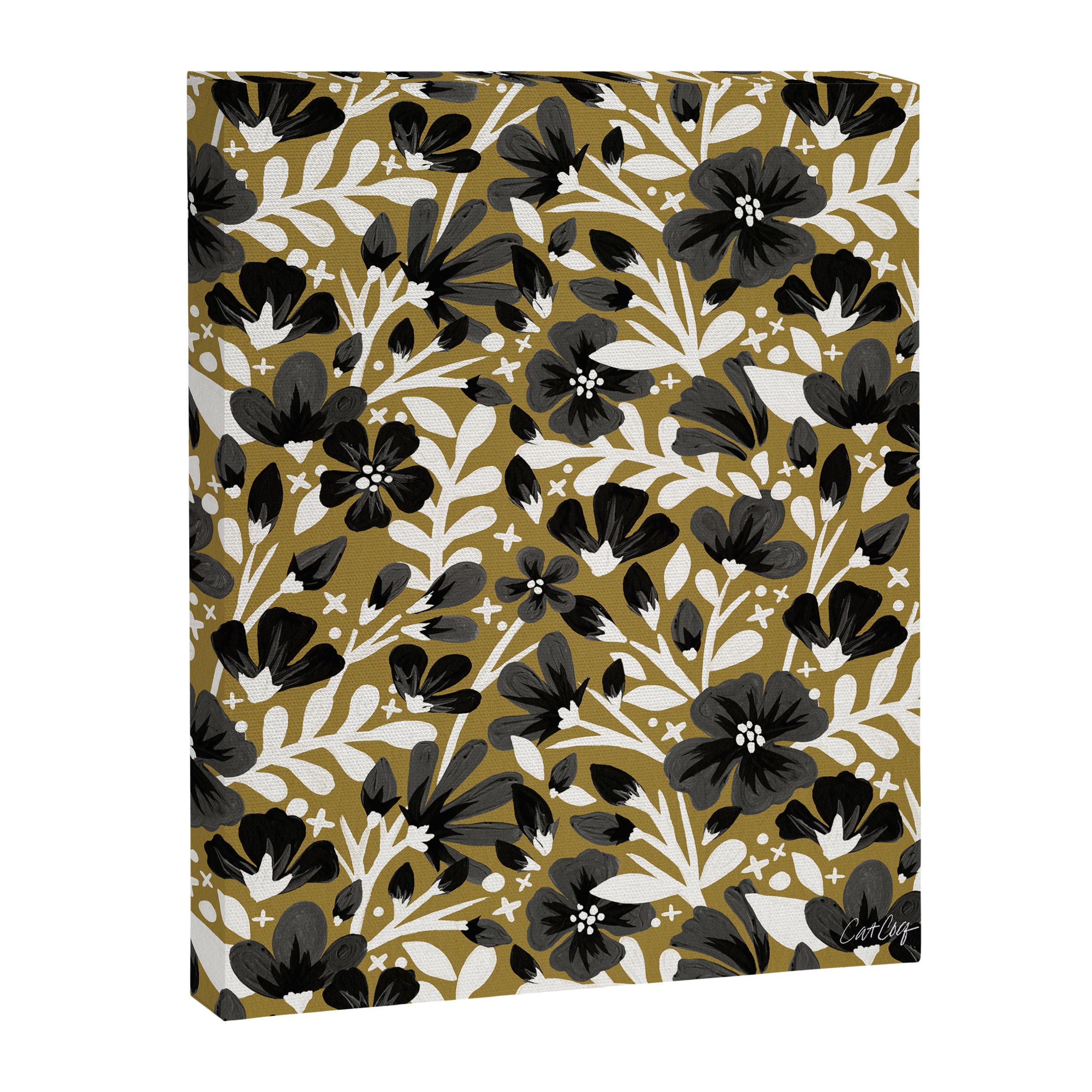 Blossom Pattern â Black & White on Kraft Canvas Print Gallery Image 8
