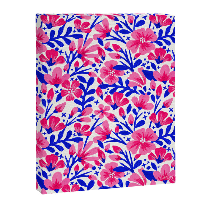 Blossom Pattern â Indigo & Pink Canvas Print Gallery Image 1