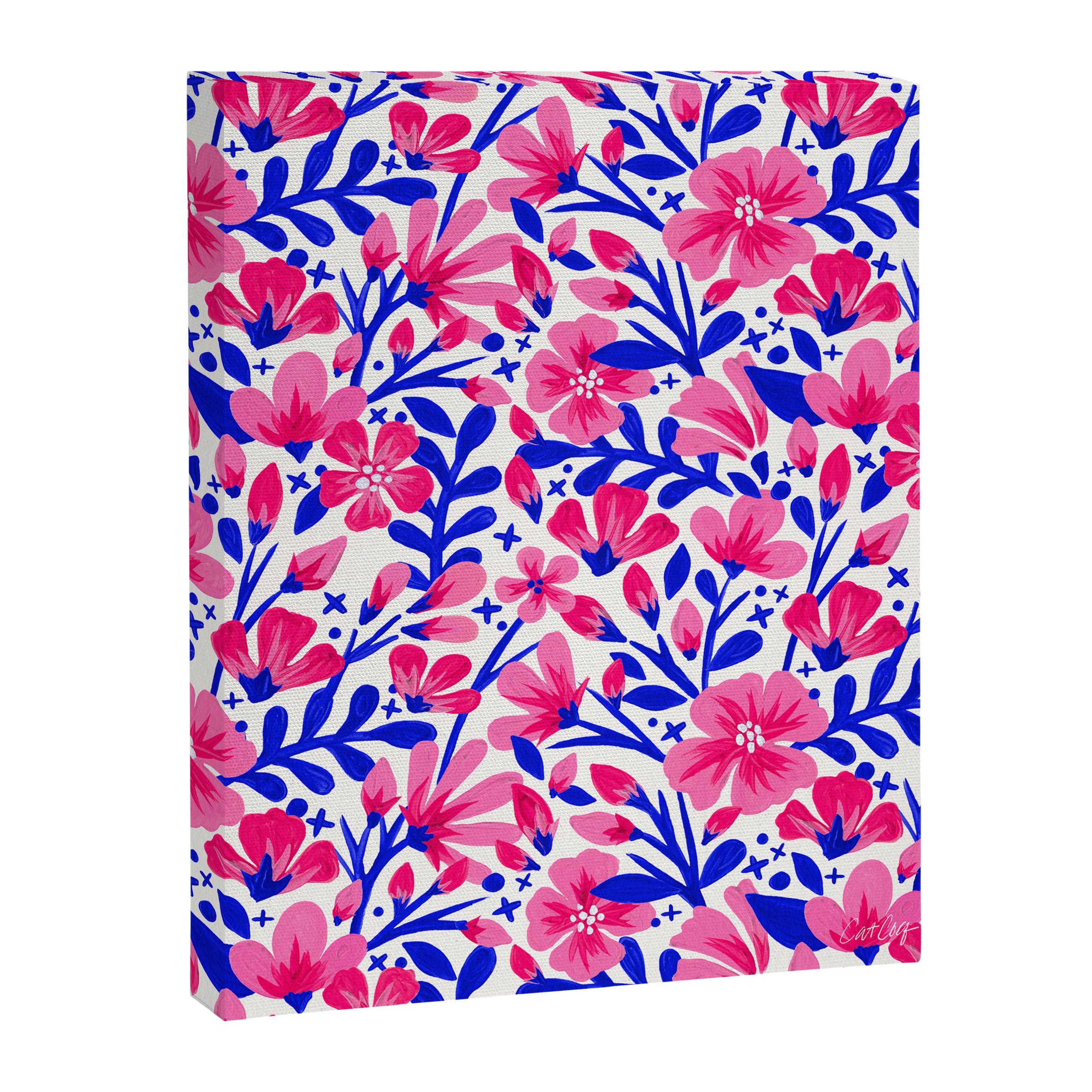 Blossom Pattern â Indigo & Pink Canvas Print Gallery Image 8