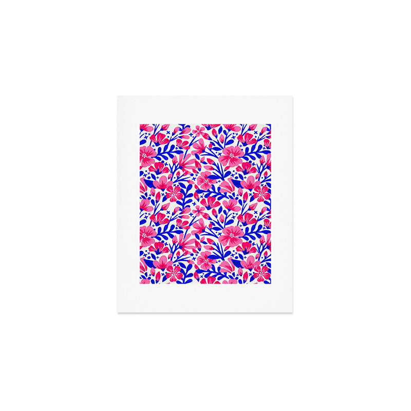 Blossom Pattern â Indigo & Pink Art Print Gallery Image 1