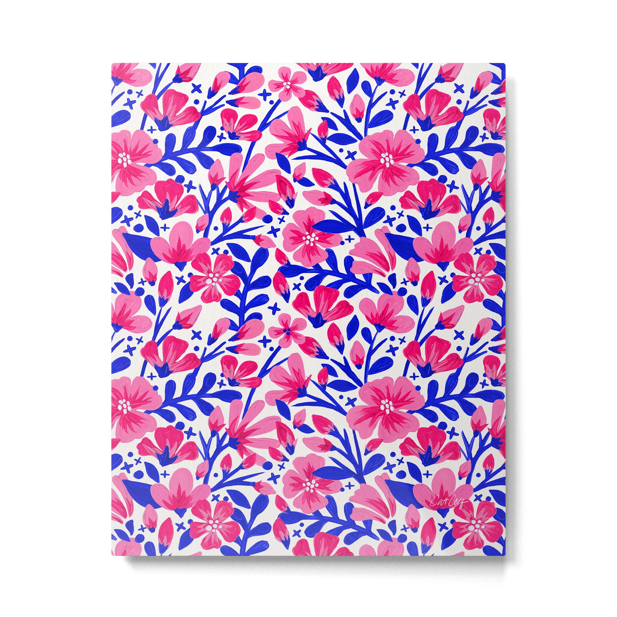 Blossom Pattern â Indigo & Pink Metal Print Gallery Image 6