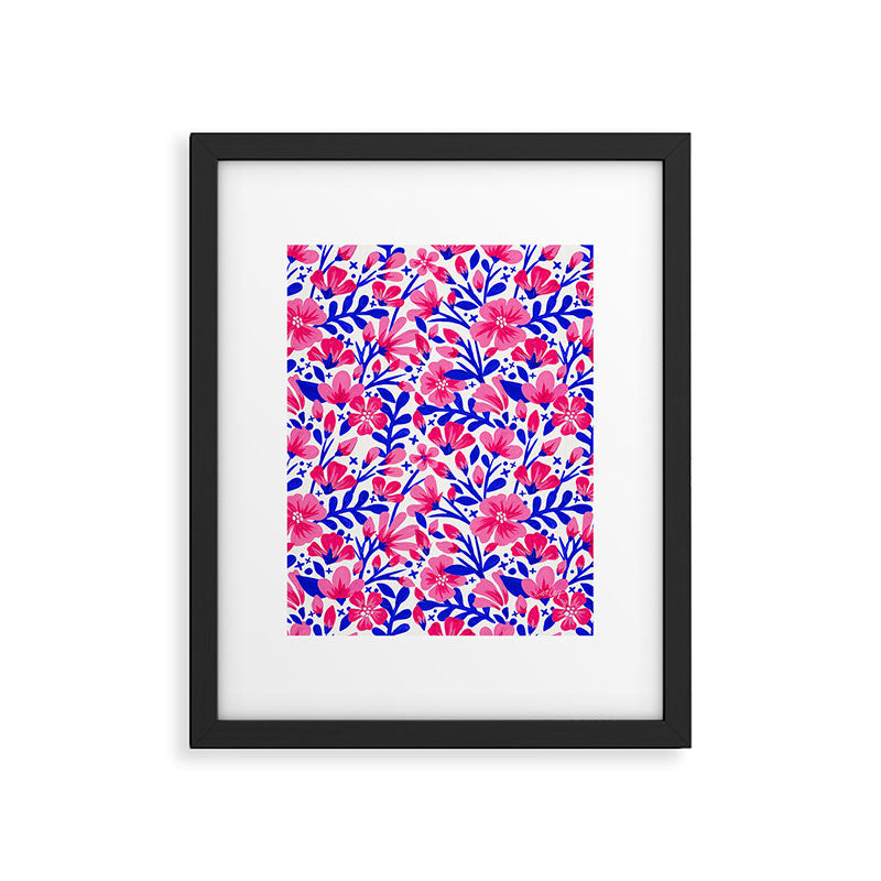 Blossom Pattern â Indigo & Pink Framed Art Print Gallery Image 6