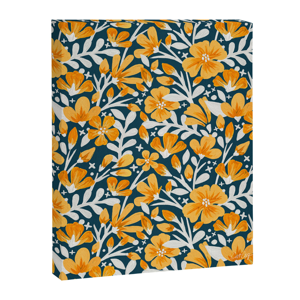 Blossom Pattern â Ochre & Teal Canvas Print Gallery Image 8