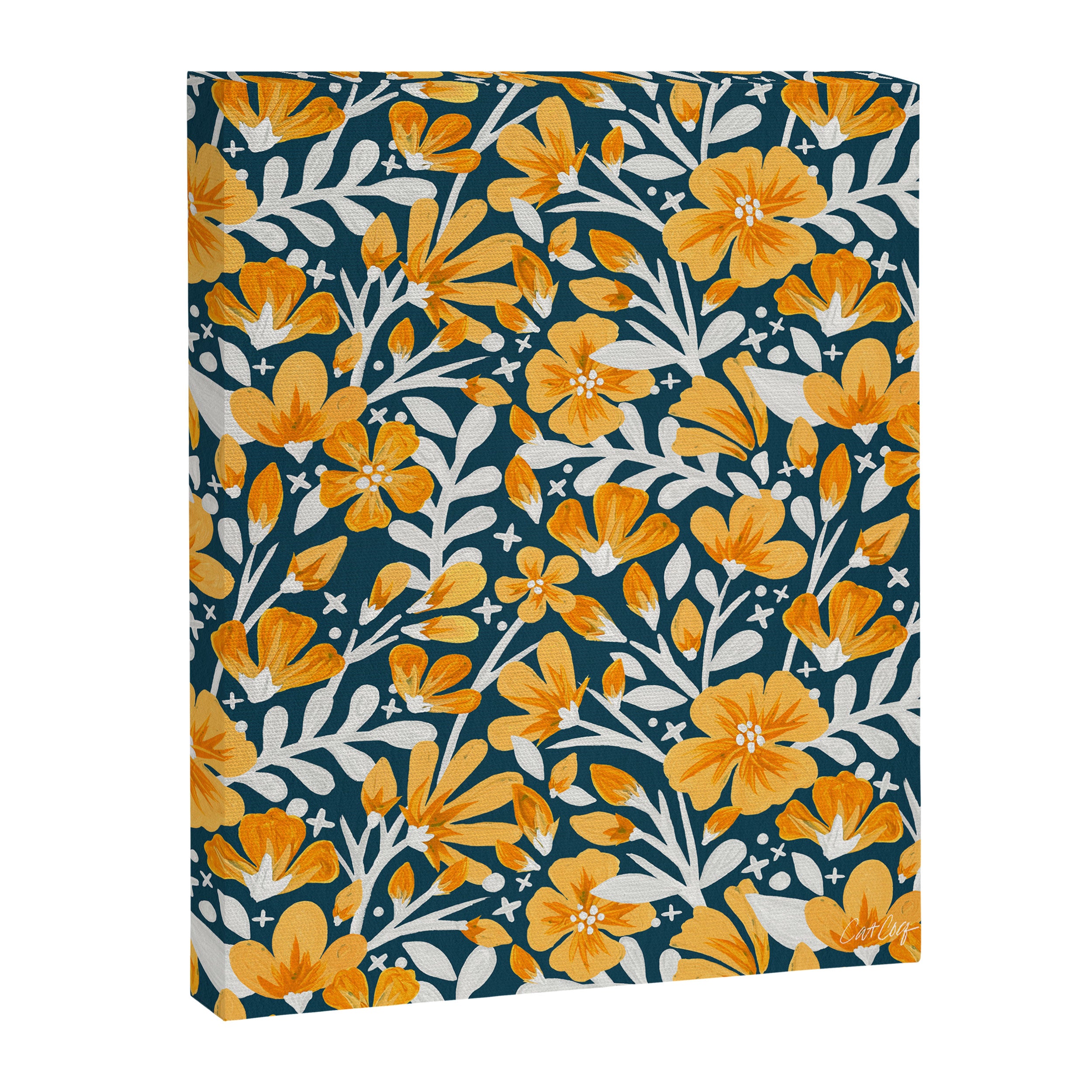 Blossom Pattern â Ochre & Teal Canvas Print Gallery Image 8