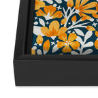 Blossom Pattern â Ochre & Teal Framed Canvas Print Gallery Image 3