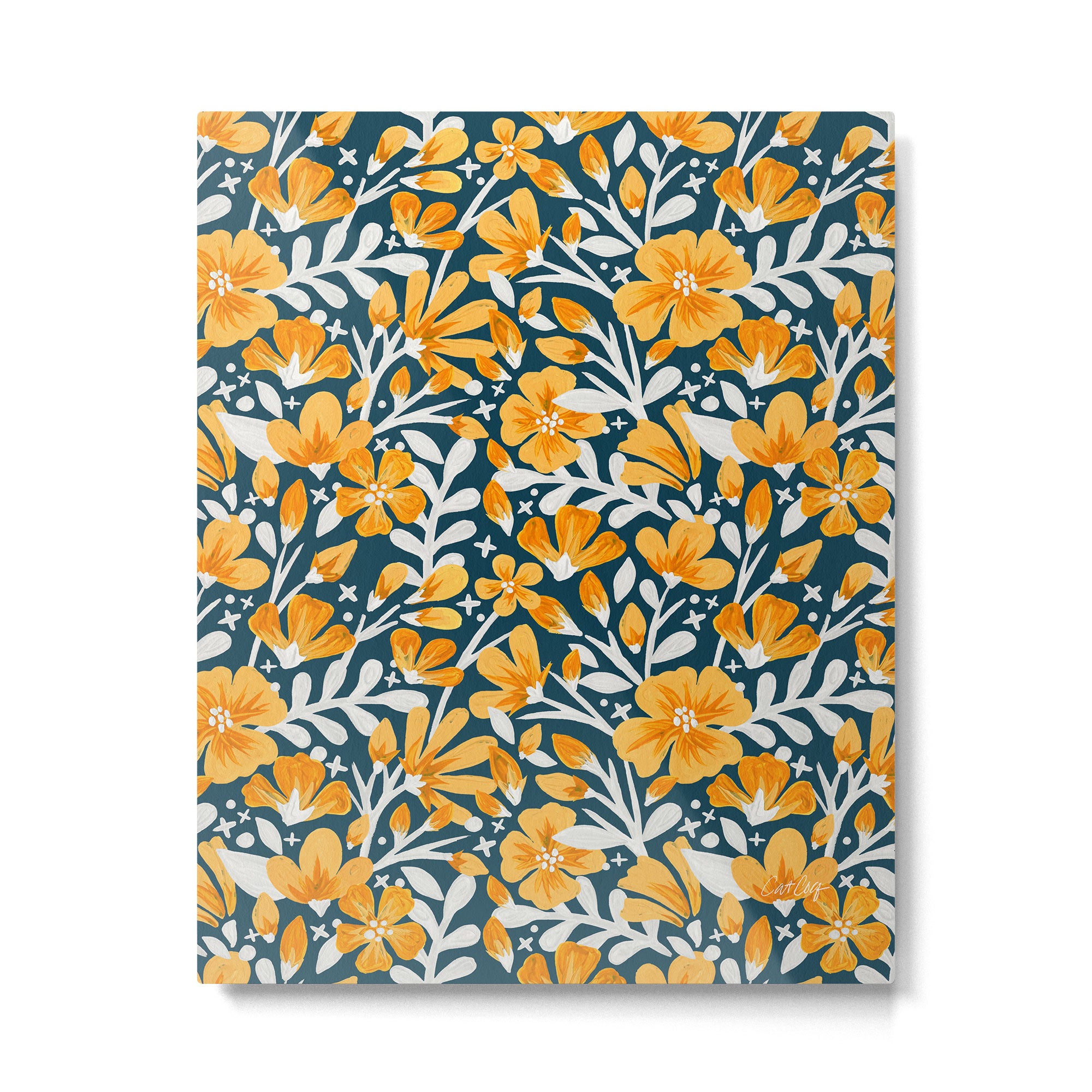 Blossom Pattern â Ochre & Teal Metal Print Gallery Image 6
