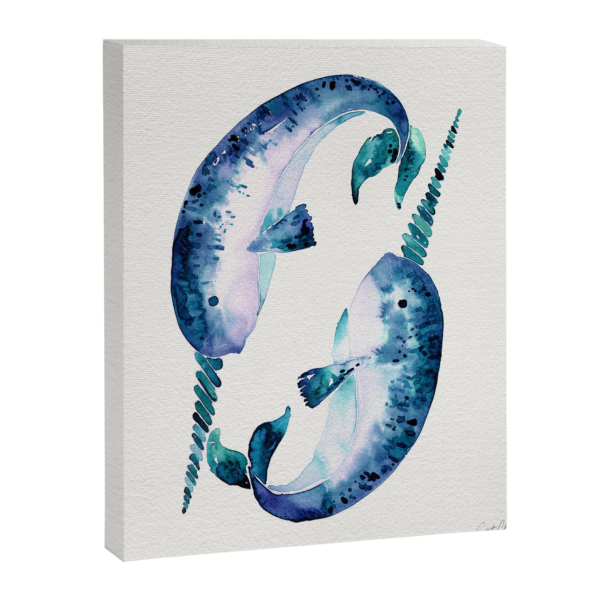 Blue Narwhals Canvas Print Gallery Image 8