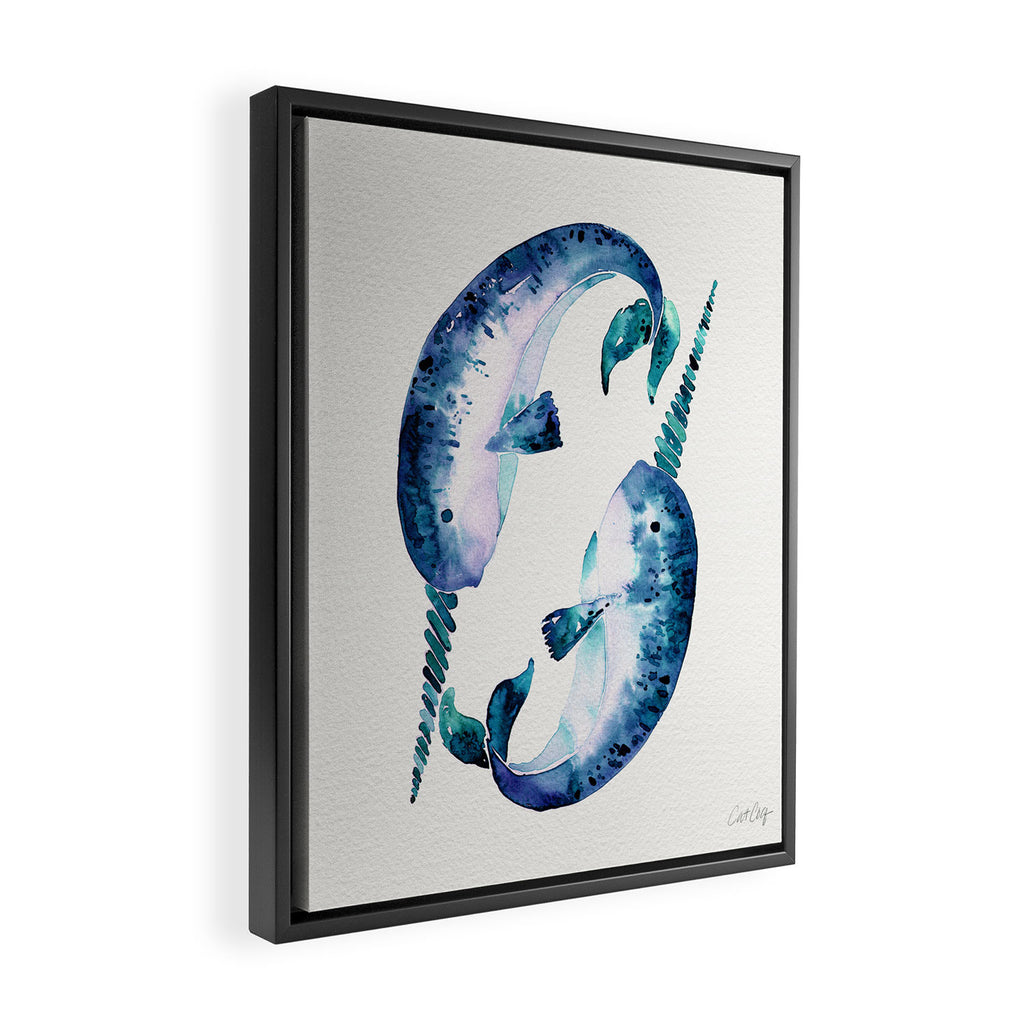 Blue Narwhals Framed Canvas Print Gallery Image 2