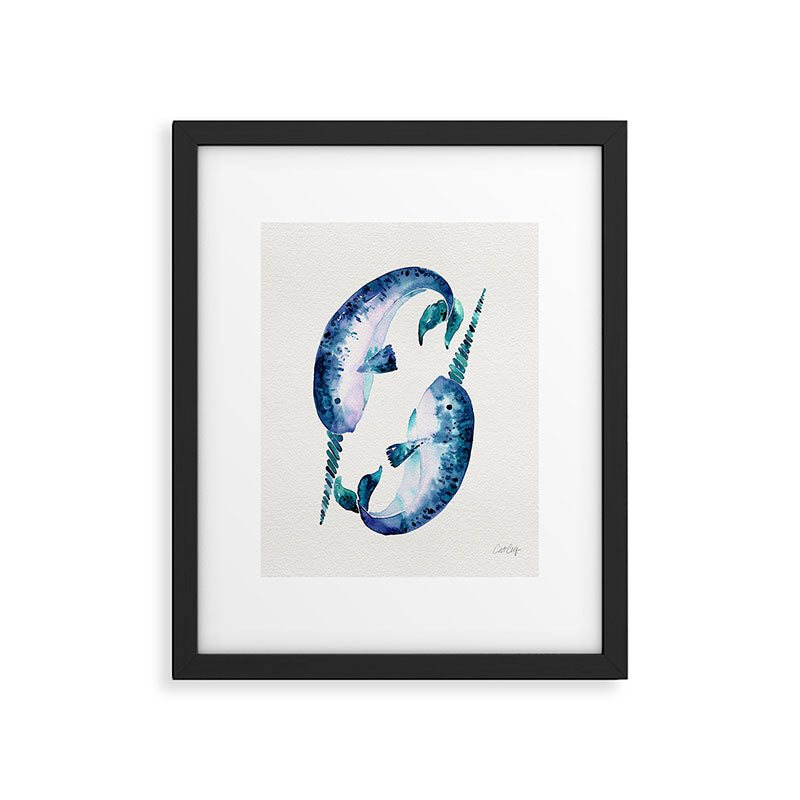 Blue Narwhals Framed Art Print Gallery Image 4
