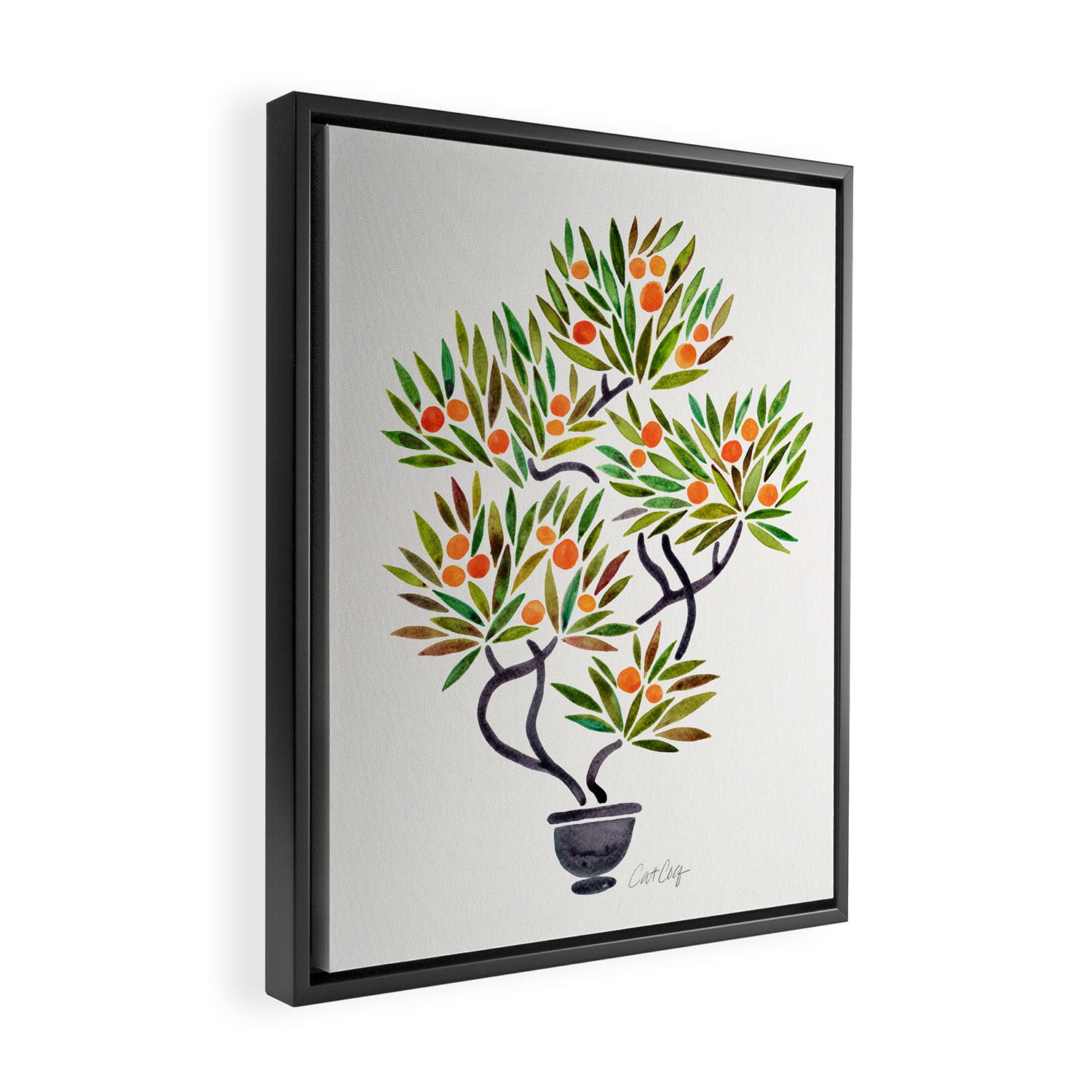 Bonsai Tree - Orange Fruit Framed Canvas Print Gallery Image 2