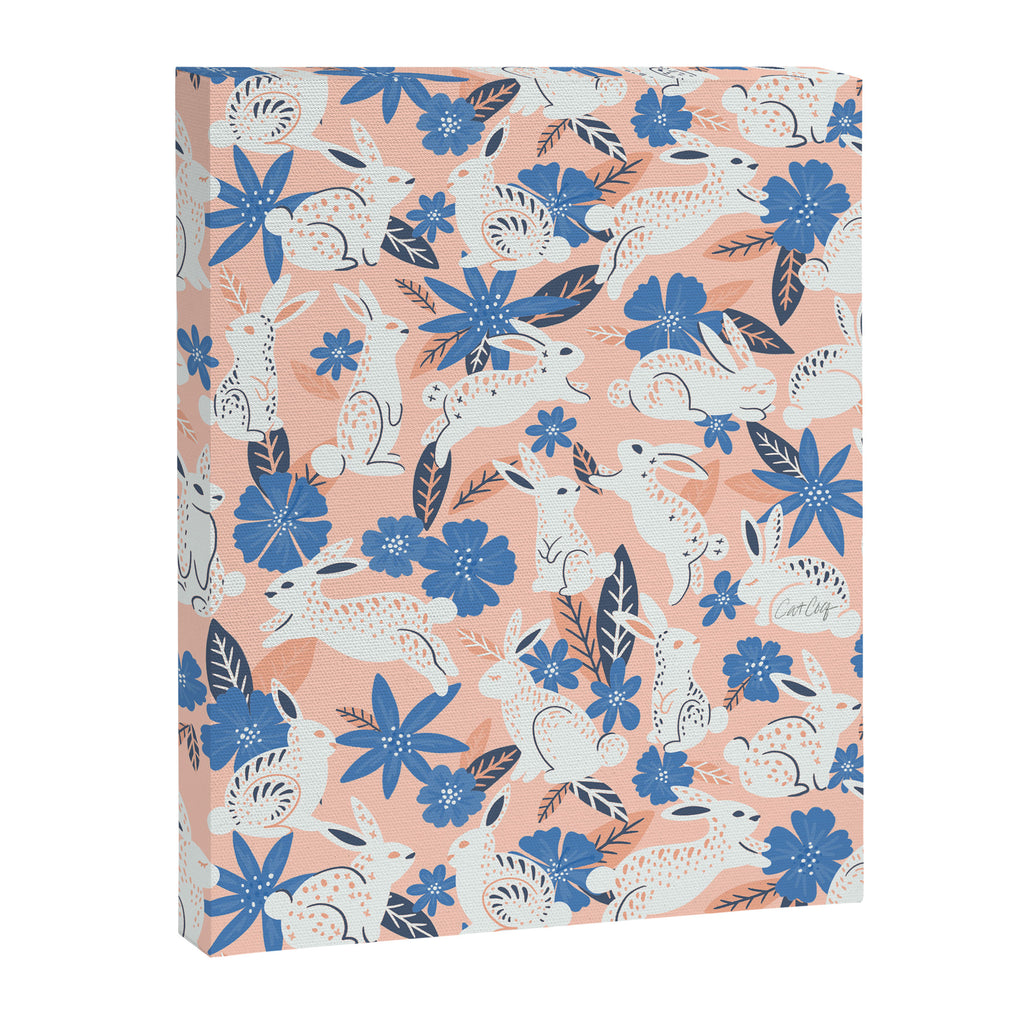 Bunnies & Blooms - Blue & Blush Palette Canvas Print Gallery Image 8