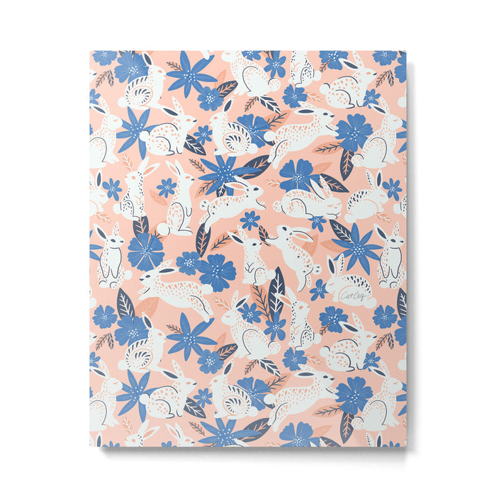 Bunnies & Blooms - Blue & Blush Palette Metal Print Gallery Image 1
