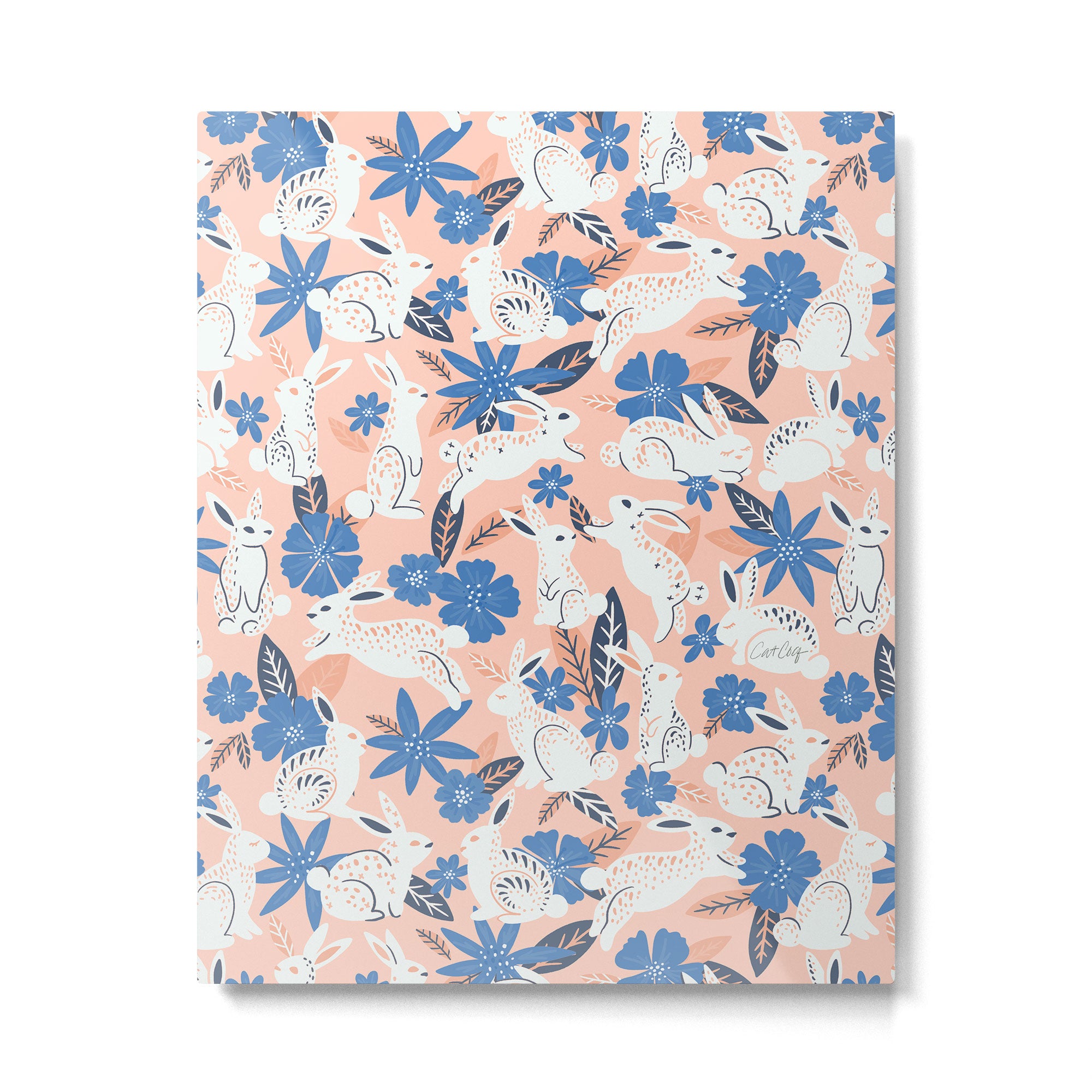 Bunnies & Blooms - Blue & Blush Palette Metal Print Gallery Image 6