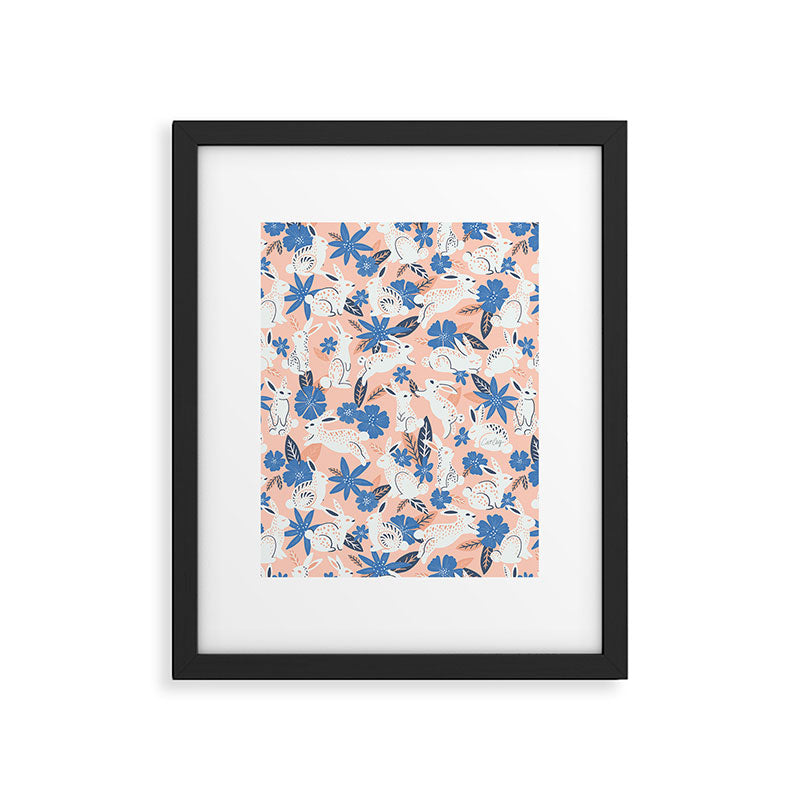 Bunnies & Blooms - Blue & Blush Palette Framed Art Print Gallery Image 6