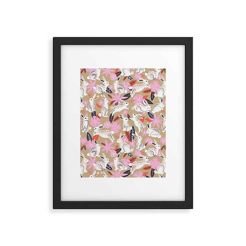 Bunnies & Blooms - Coral & Pink Framed Art Print Gallery Image 6