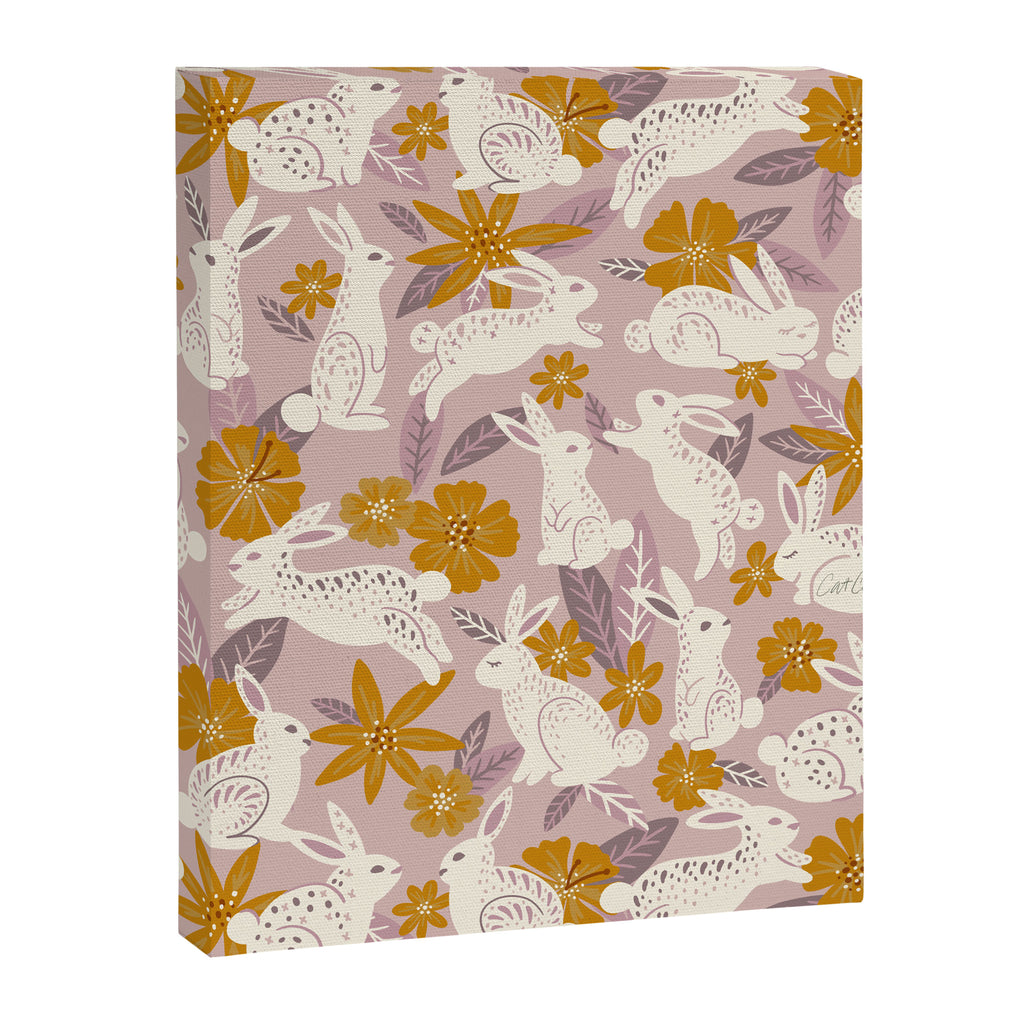 Bunnies & Blooms - Mauve & Ochre Palette Canvas Print Gallery Image 8