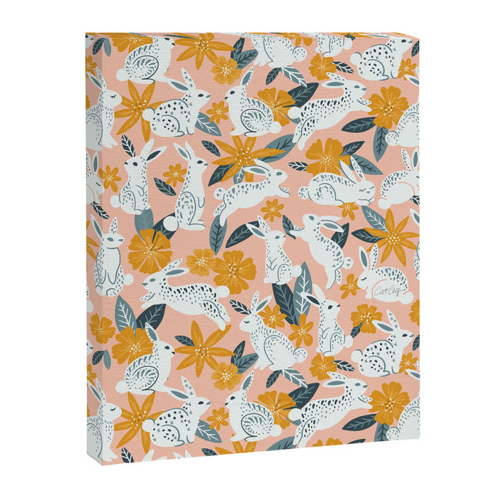Bunnies & Blooms - Teal & Blush Canvas Print Gallery Image 1