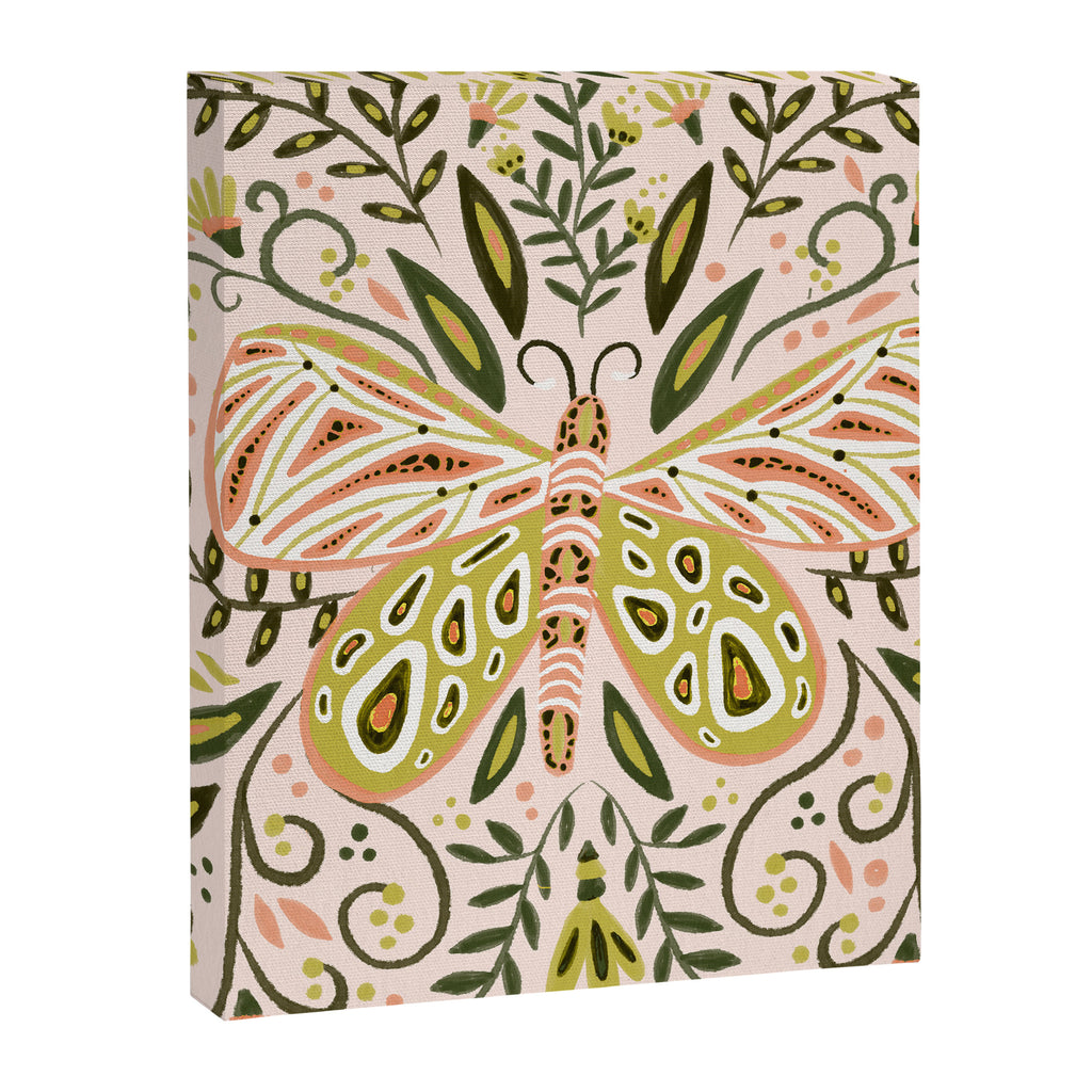 Butterfly Symmetry - Blush & Lime Canvas Print Gallery Image 8