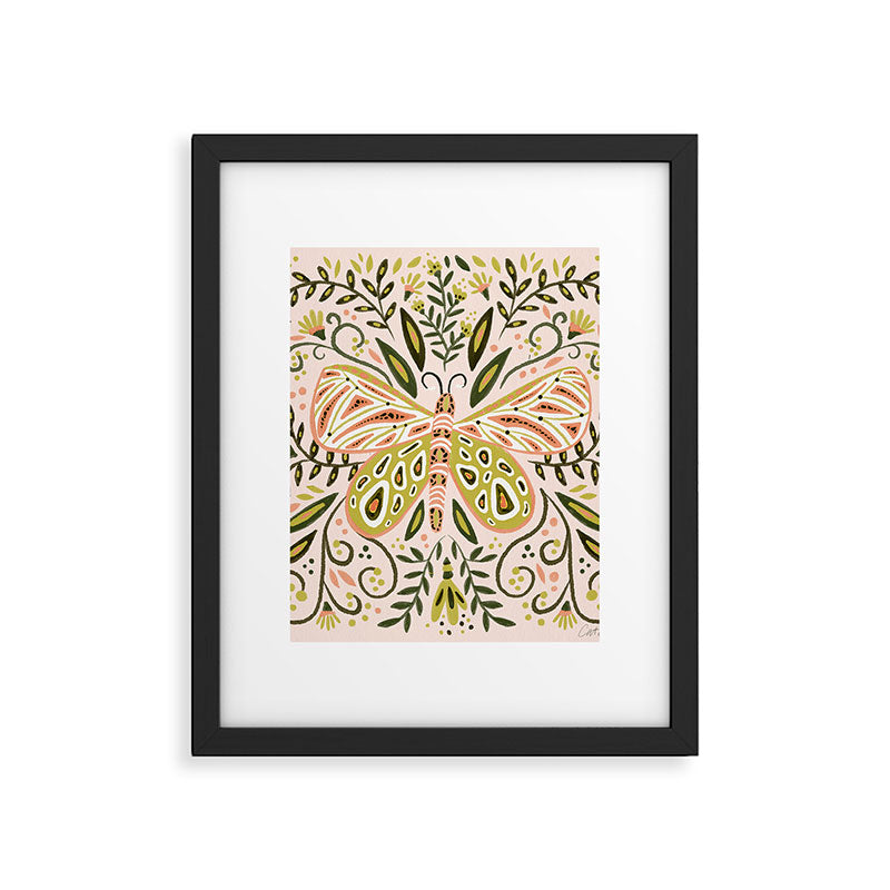 Butterfly Symmetry - Blush & Lime Framed Art Print Gallery Image 6