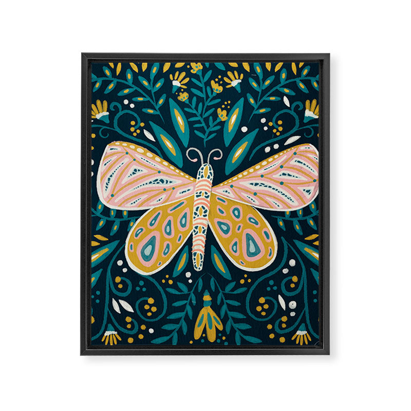 Butterfly Symmetry - Teal Palette Framed Canvas Print Gallery Image 8