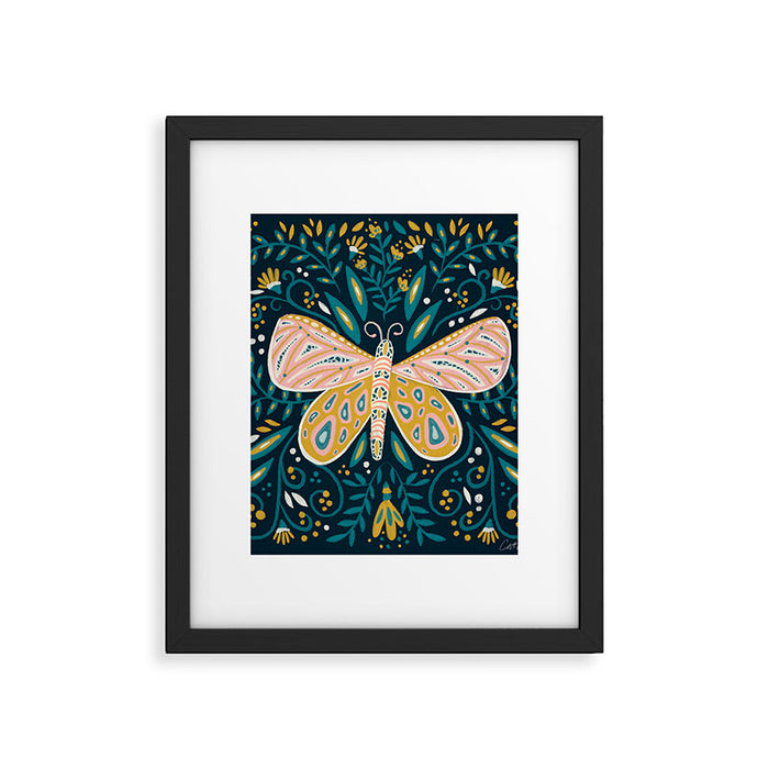 Butterfly Symmetry - Teal Palette Framed Art Print Gallery Image 1