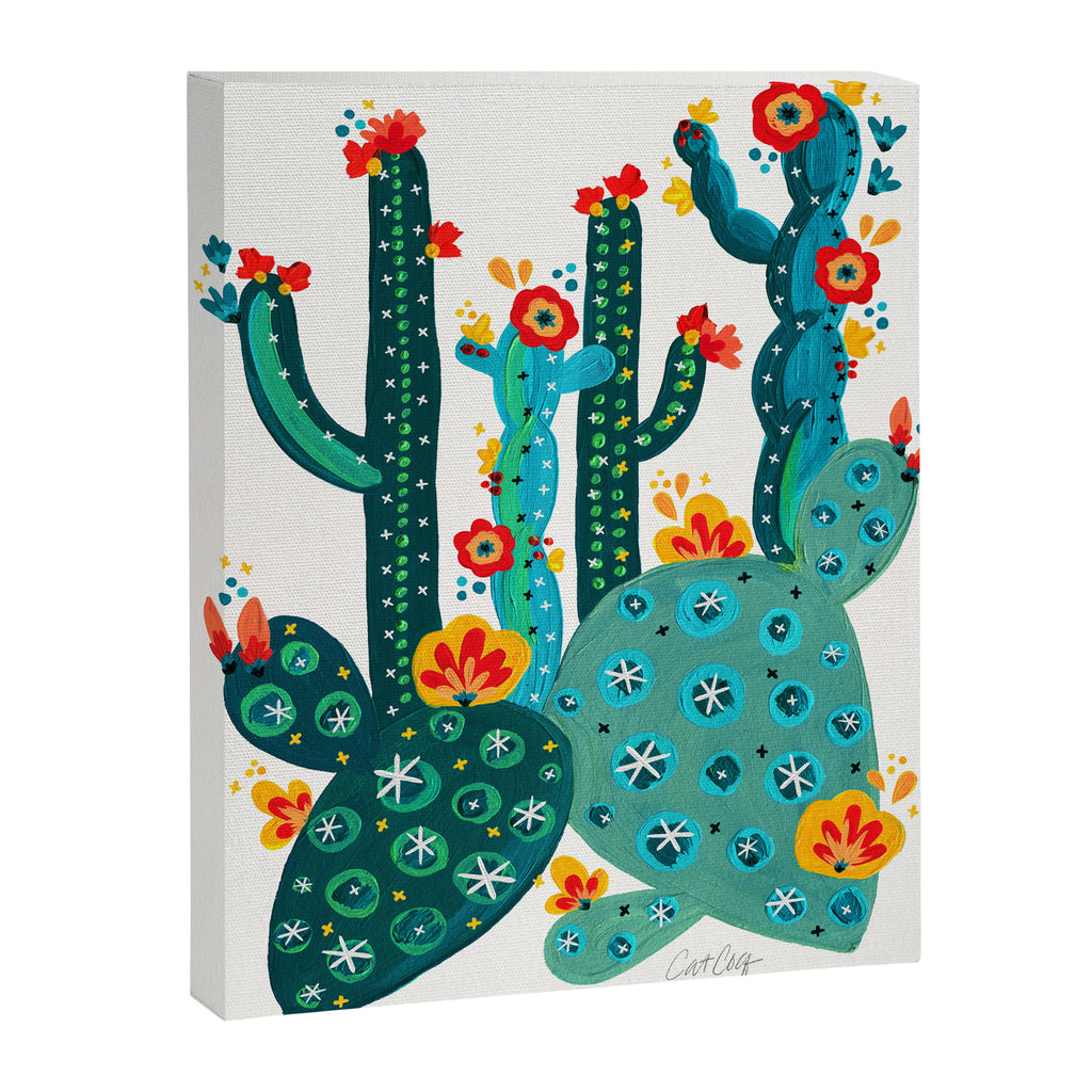 Cactus Garden Acrylic - Teal Canvas Print Gallery Image 8