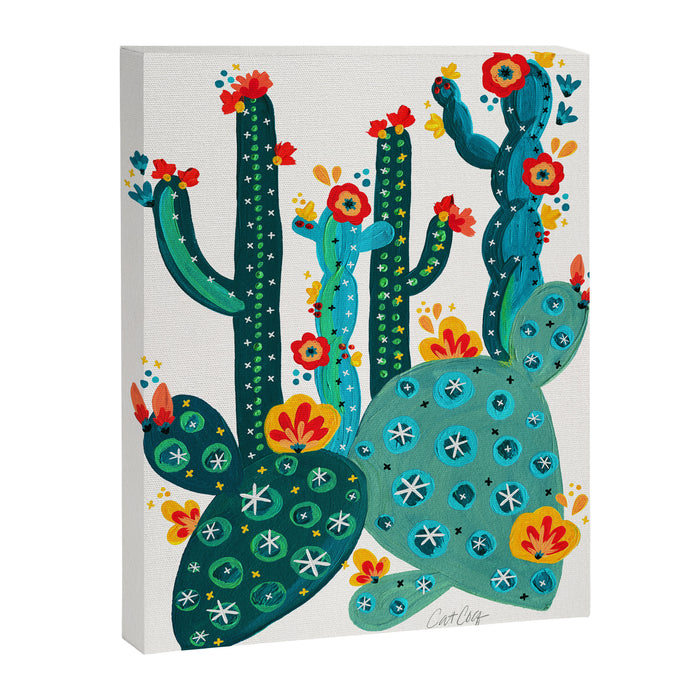 Cactus Garden Acrylic - Teal Canvas Print Gallery Image 1