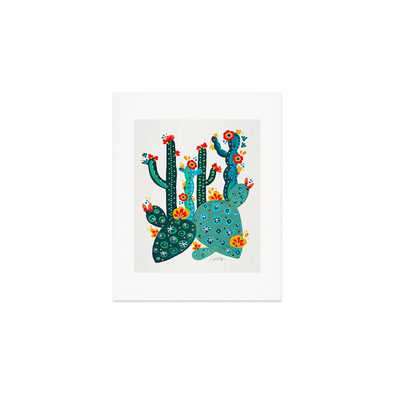 Cactus Garden Acrylic - Teal Art Print Gallery Image 1