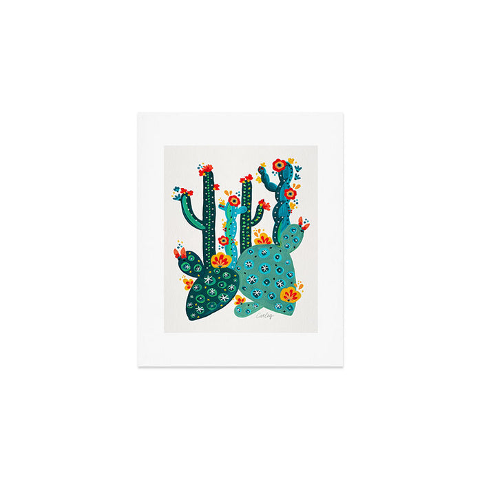 Cactus Garden Acrylic - Teal Art Print Gallery Image 1