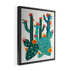 Cactus Garden Acrylic - Teal Framed Canvas Print Gallery Image 2