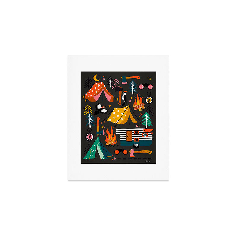 Camping Kit - Charcoal Art Print Gallery Image 1