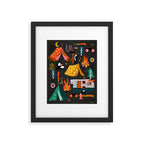 Camping Kit - Charcoal Framed Art Print Gallery Image 6
