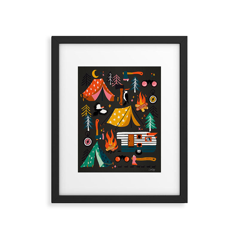 Camping Kit - Charcoal Framed Art Print Gallery Image 6