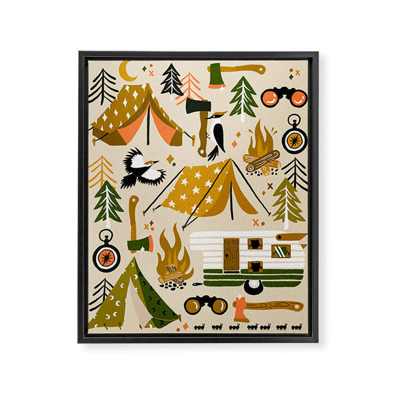Camping Kit - Olive Palette Framed Canvas Print Gallery Image 8