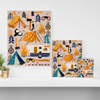 Camping Kit - Orange & Blue Canvas Print Gallery Image 3