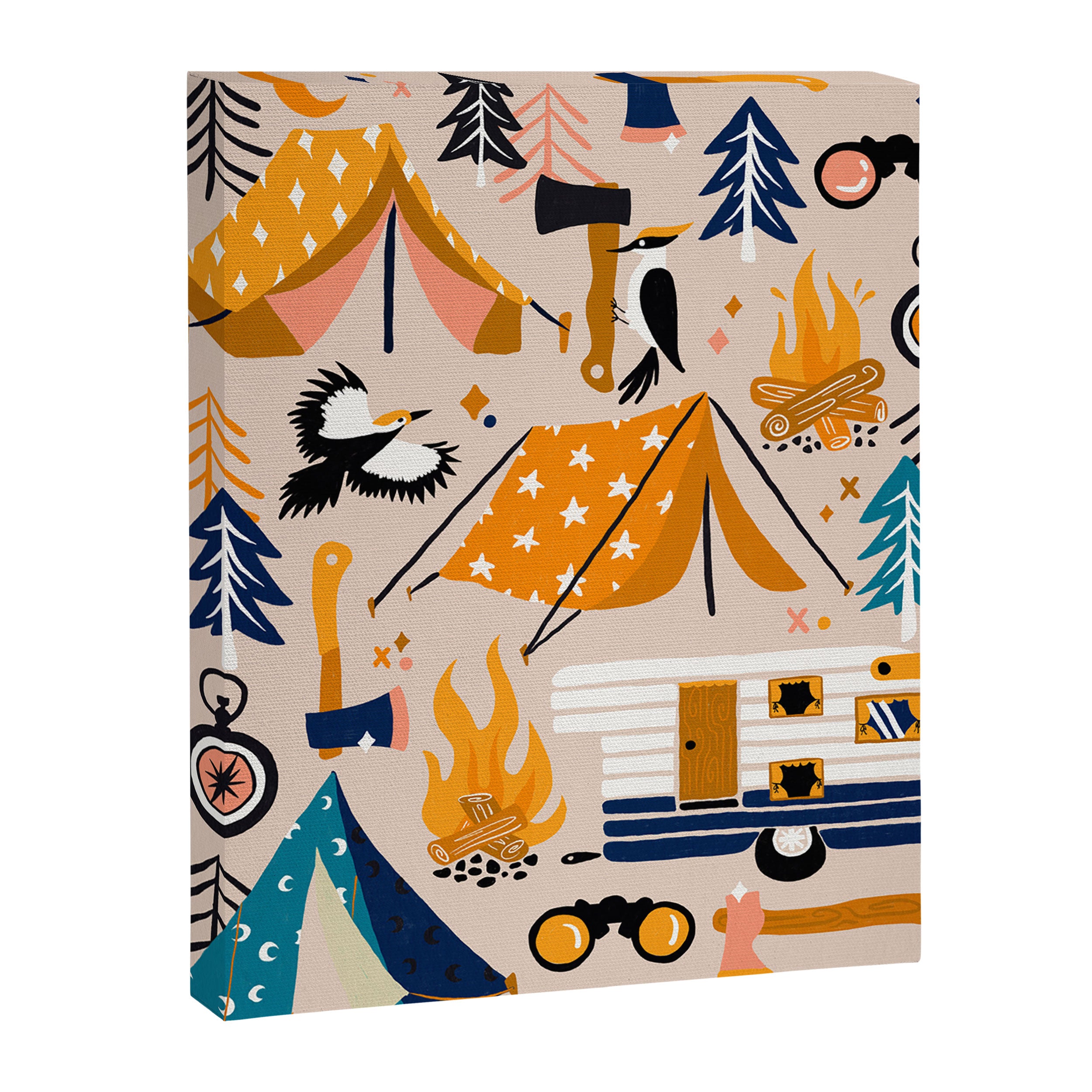 Camping Kit - Orange & Blue Canvas Print Gallery Image 8