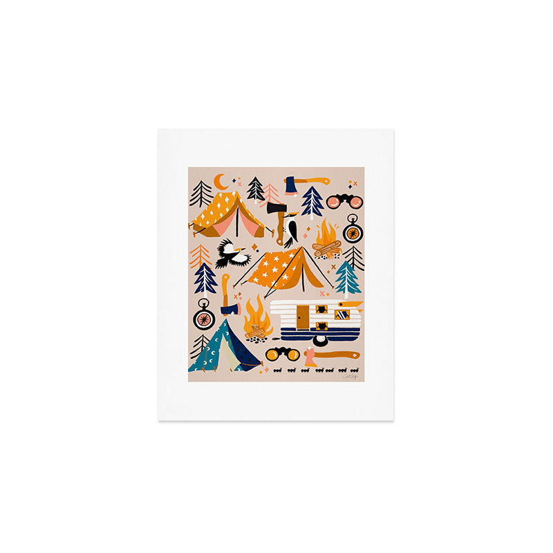 Camping Kit - Orange & Blue Art Print Gallery Image 1